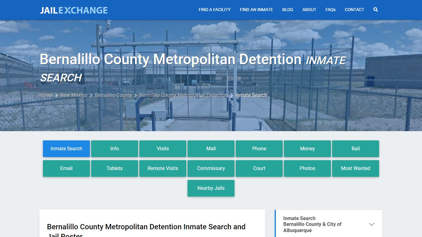 Bernalillo County Metropolitan Detention Inmate Search